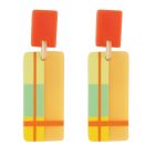 Cat Earrings Orange Rectangle